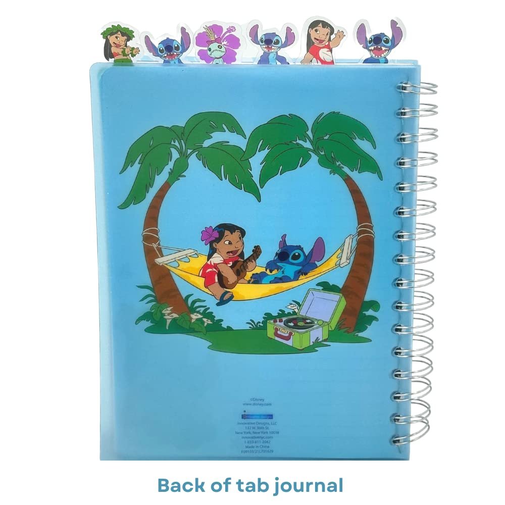 Disney Lilo and Stitch Tab Journal Notebook, Spiral Bound, 144 Lined Pages, 8 x 7 inches, Blue