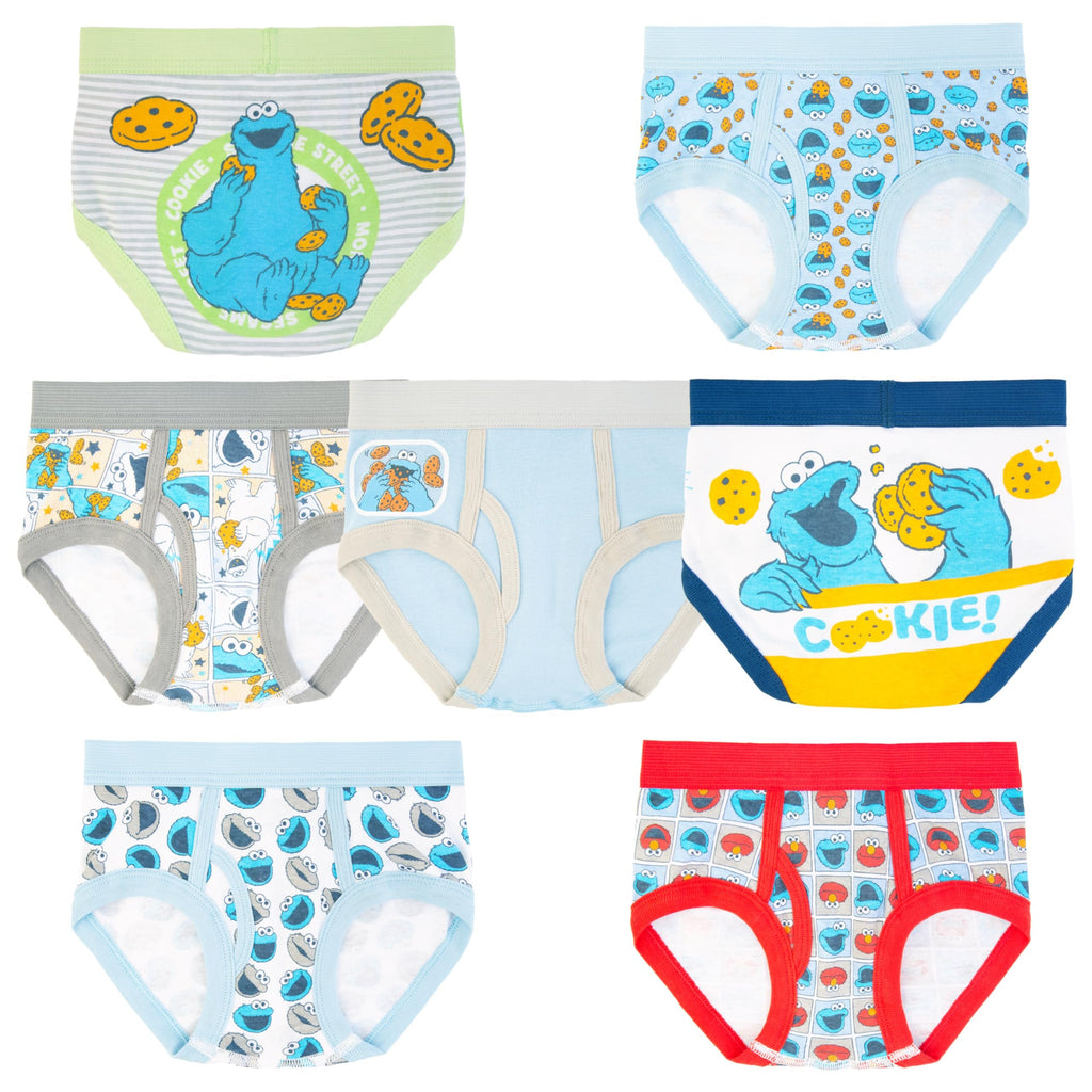 Sesame Street Boys' Underwear with Favorites Like Elmo, Big Bird in Sizes 18M, 2/3T, 4T, 7-Pack Cookie Monster
