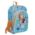 Fast Forward Bluey & Bingo 16" Backpack with 3D Character Print & Bluey Keychain – Kids School Bag with Front Pocket & Mesh Side Pockets
