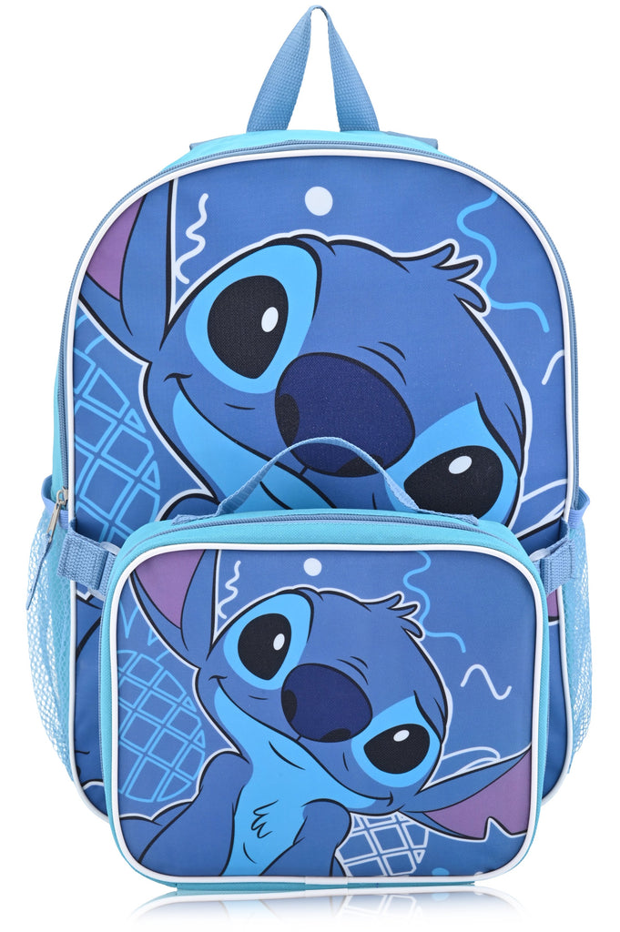 Stitch Fast Forward Disney 16" Backpacks With Lunch Bag - Licensed Characters Kids Schoolbag