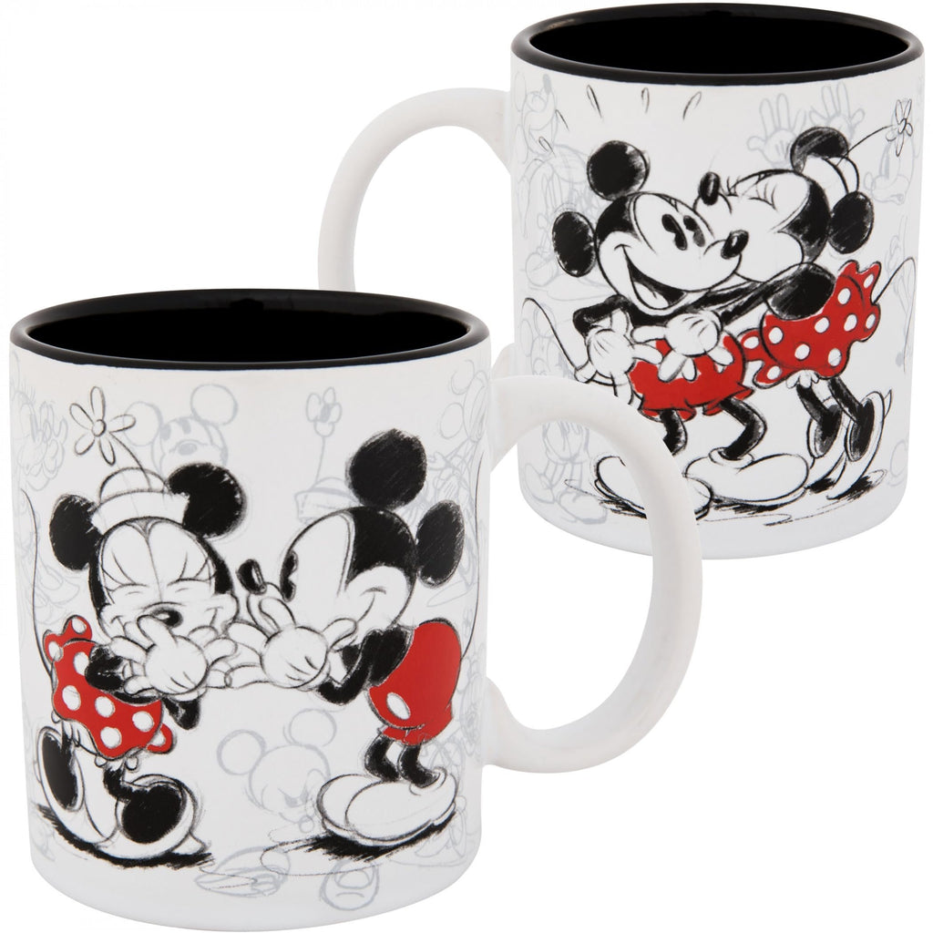 Jerry Leigh Mickey and Minnie Mouse Kissy Sketch 11oz. Mug