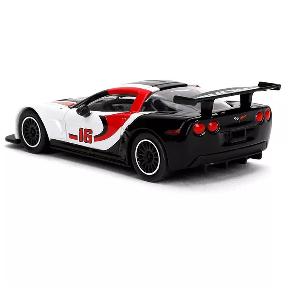 Jada Majorette Collection – 2005 Chevy Corvette C6R 1:64 Die-Cast Model Car with Rubber Tires & Display Case, for Collectors & Adults
