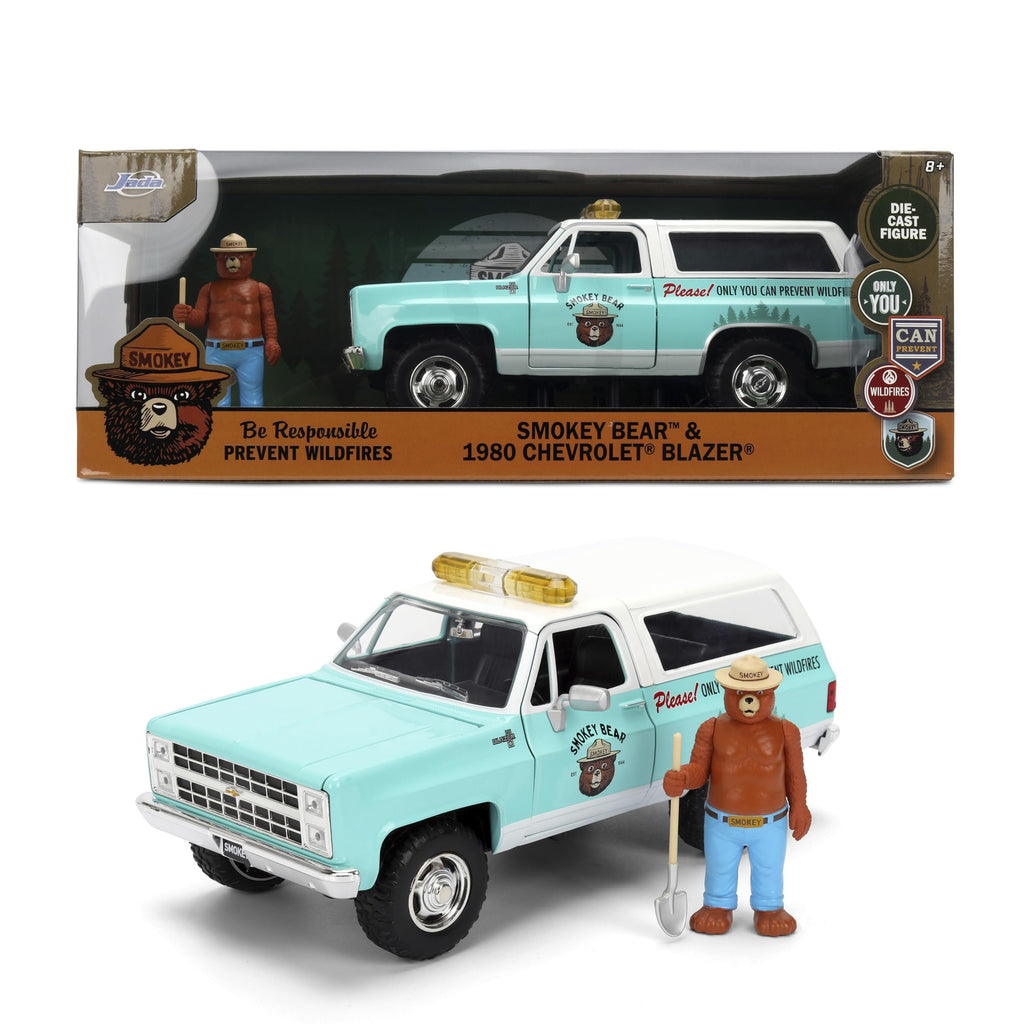 Jada Smokey Bear 1980 Chevy Blazer Die-Cast Car Toys – Smokey Bear Figure – Age 8+