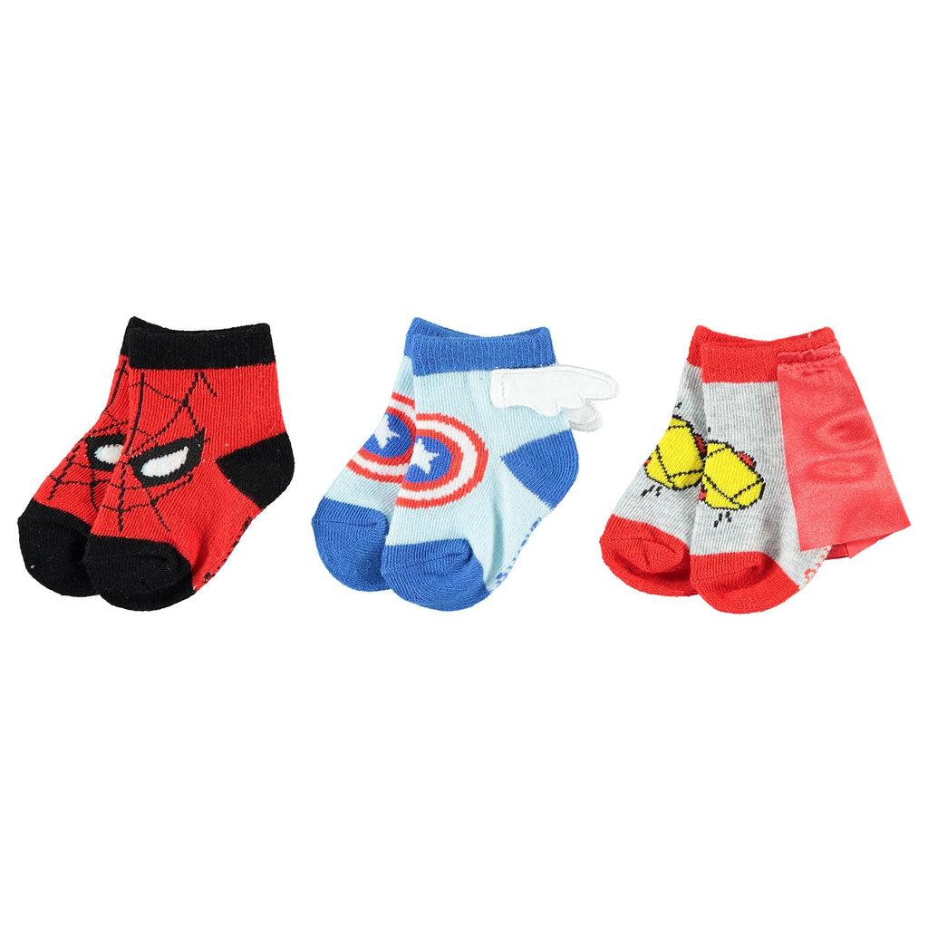 Spiderman Baby Booties 3-Pack - Spiderman Baby Socks with Captain America and Thor (3-Pack, 0-12 Months)