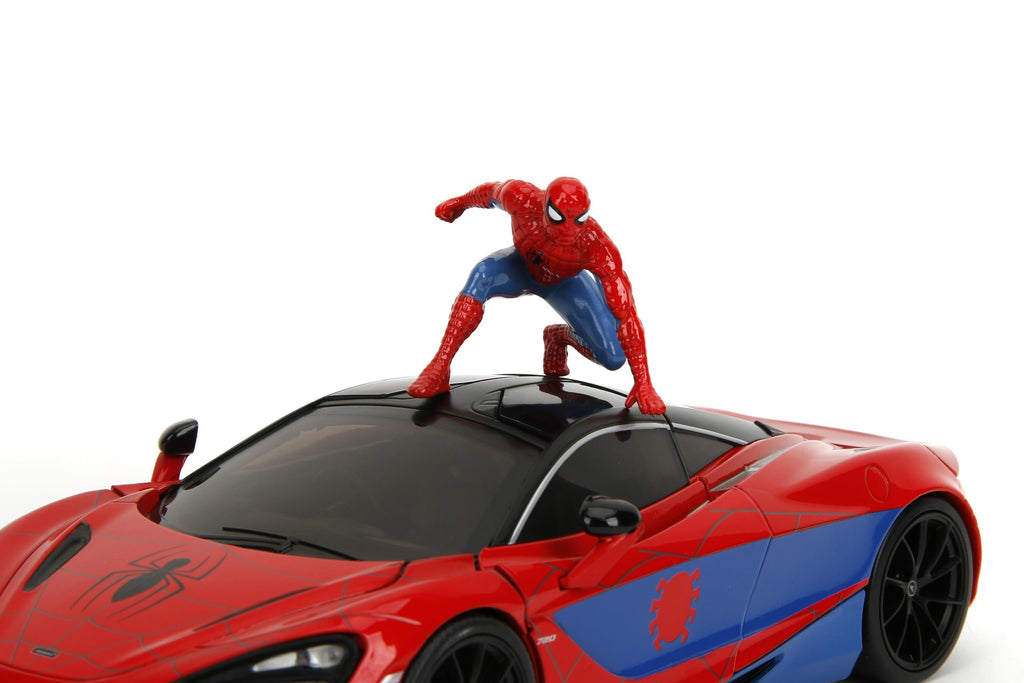 Jada Marvel Spider-Man 1:24 McLaren 720S Die-Cast Car & 2.75" Miles Morales Figure, Toys for Kids and Adults