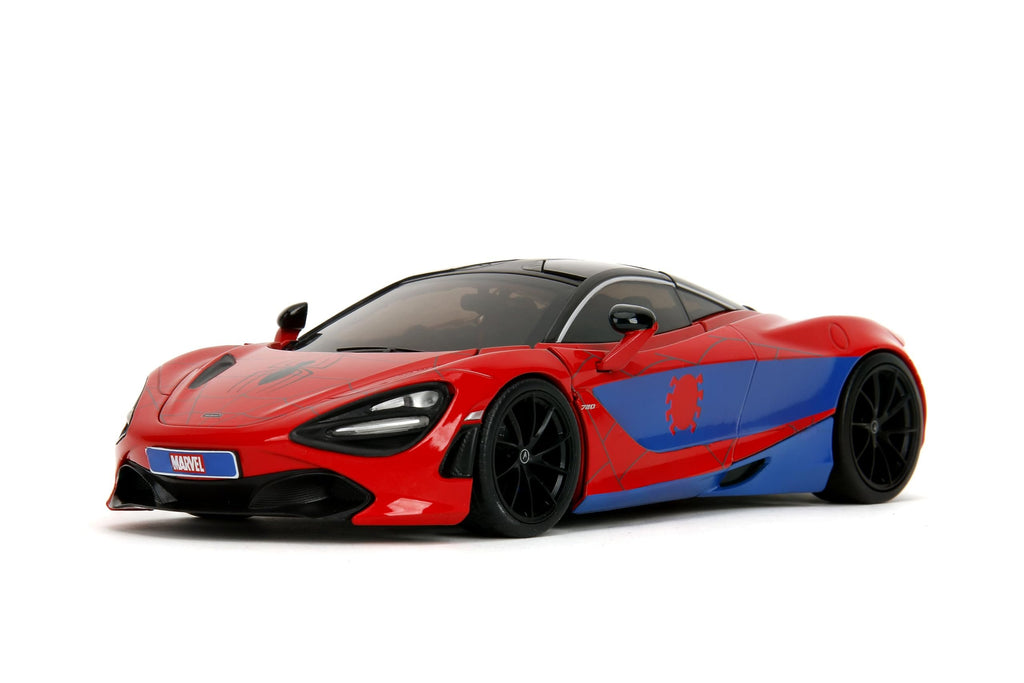 Jada Marvel Spider-Man 1:24 McLaren 720S Die-Cast Car & 2.75" Miles Morales Figure, Toys for Kids and Adults