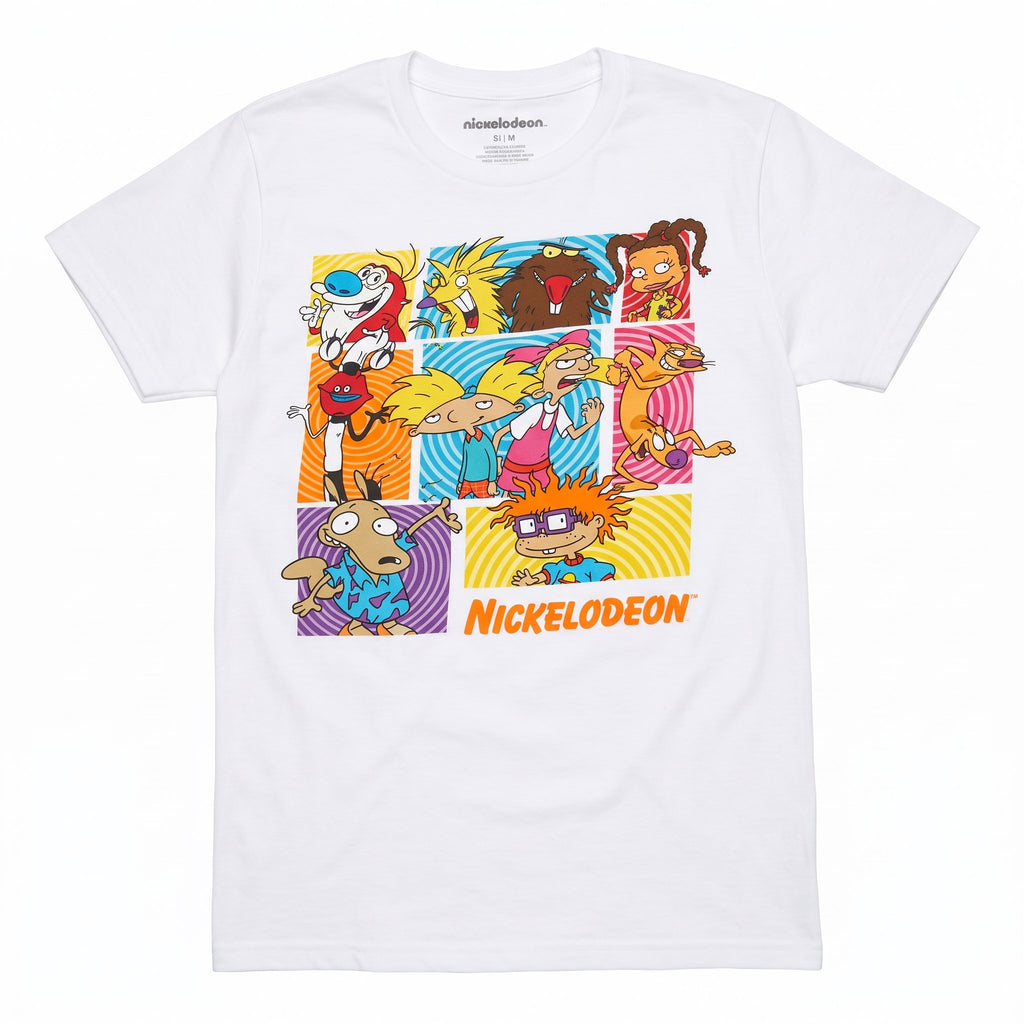 Nickelodeon Rugrats Men's Short Sleeve T-Shirt – Retro 90s Character Grid Tee – White