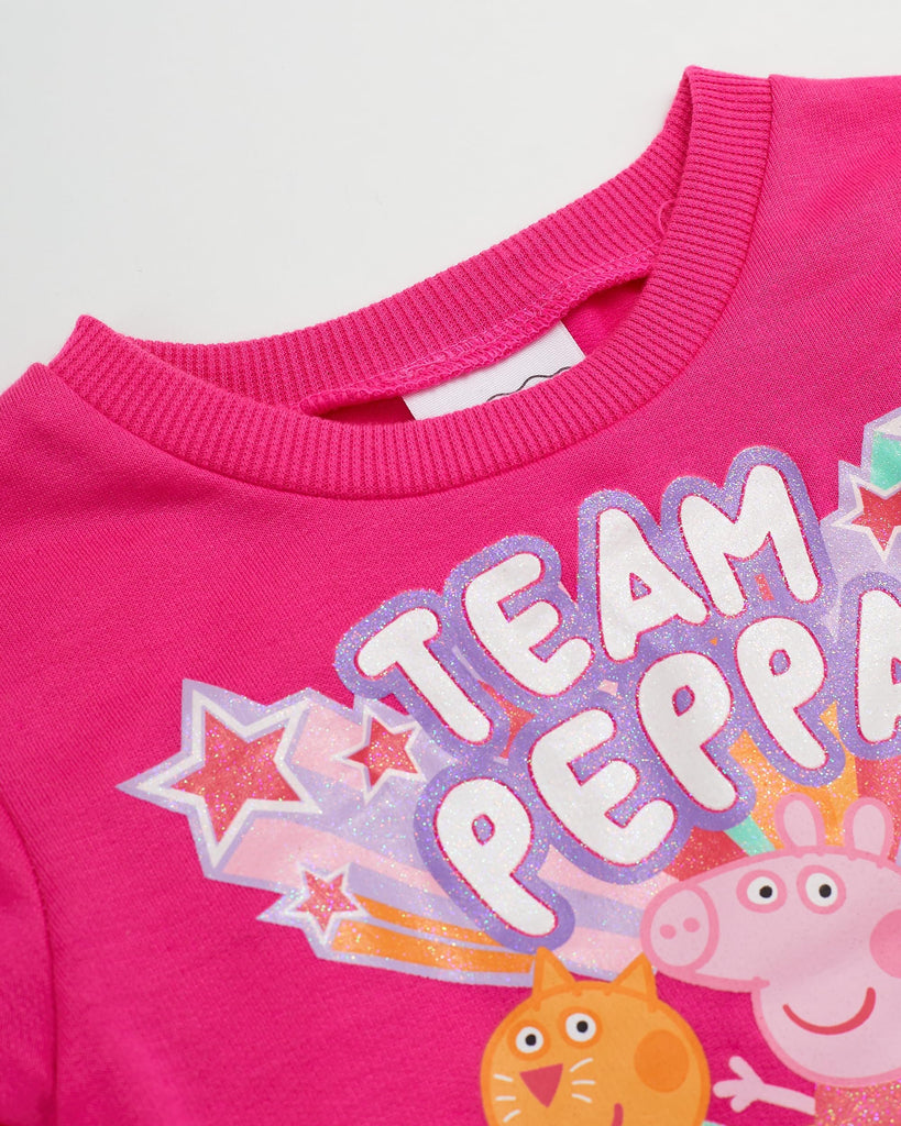 Peppa Pig Toddler Baby Girls Long Sleeve Shirt & Leggings Set (Pink/Navy, 4T)