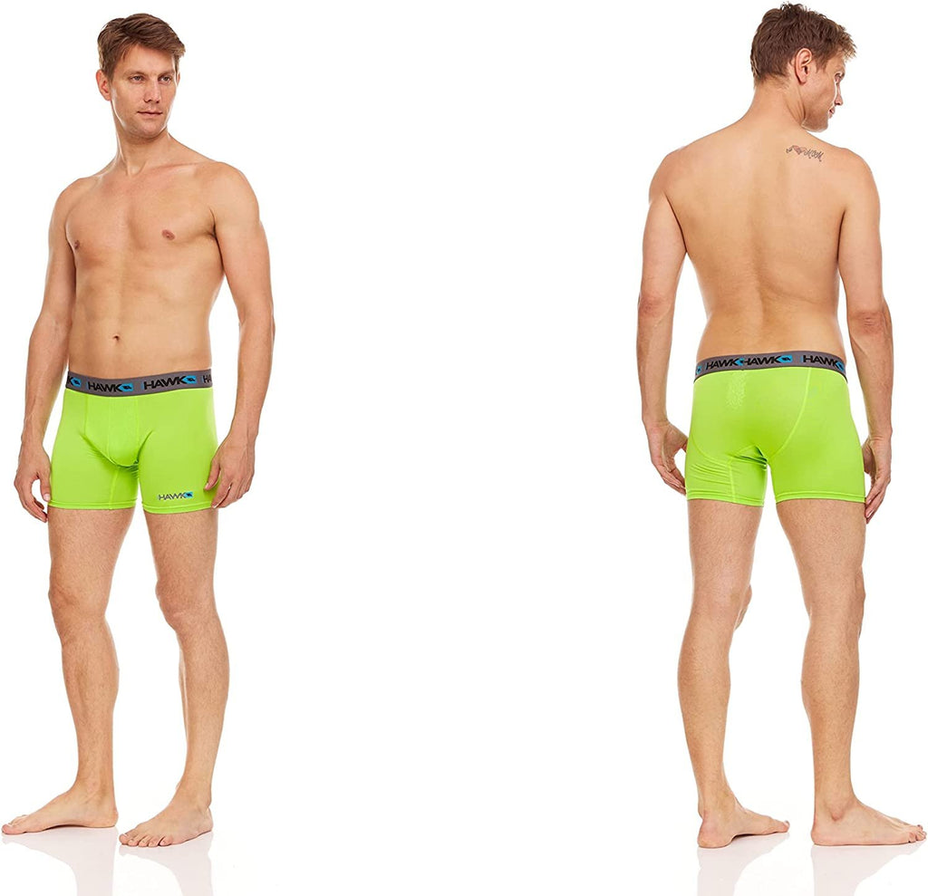 Tony Hawk Mens Performance Boxer Briefs - SPORTY FIT Short Leg 6-Pack Mystery Colors Stretch Underwear Breathable No Fly (S-5X)