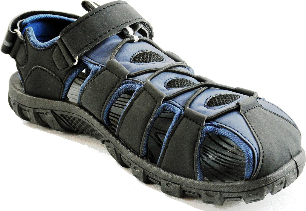 Easy USA Men's Waterproof Sport Sandals Black/Navy 10