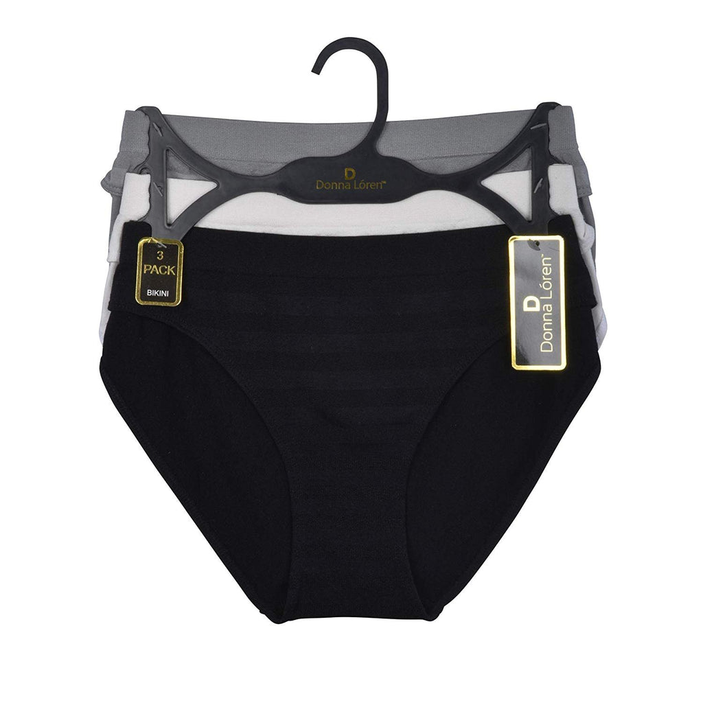 Donna Loren Women's Striped Bikini Panties, 3-Piece Set