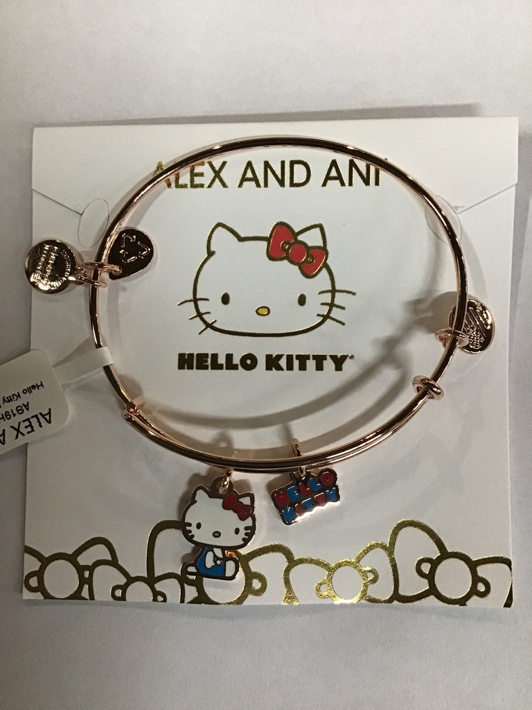 Alex and Ani Hello Kitty Duo Charm Bangle Bracelet Shiny Rose Gold One Size