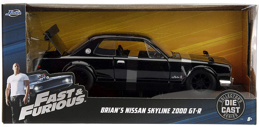 Jada Toys Fast & Furious 1:24 Brians's Nissan Skyline 2000 GT-R Die-cast Car, Toys for Kids and Adults (JA99686) , Black