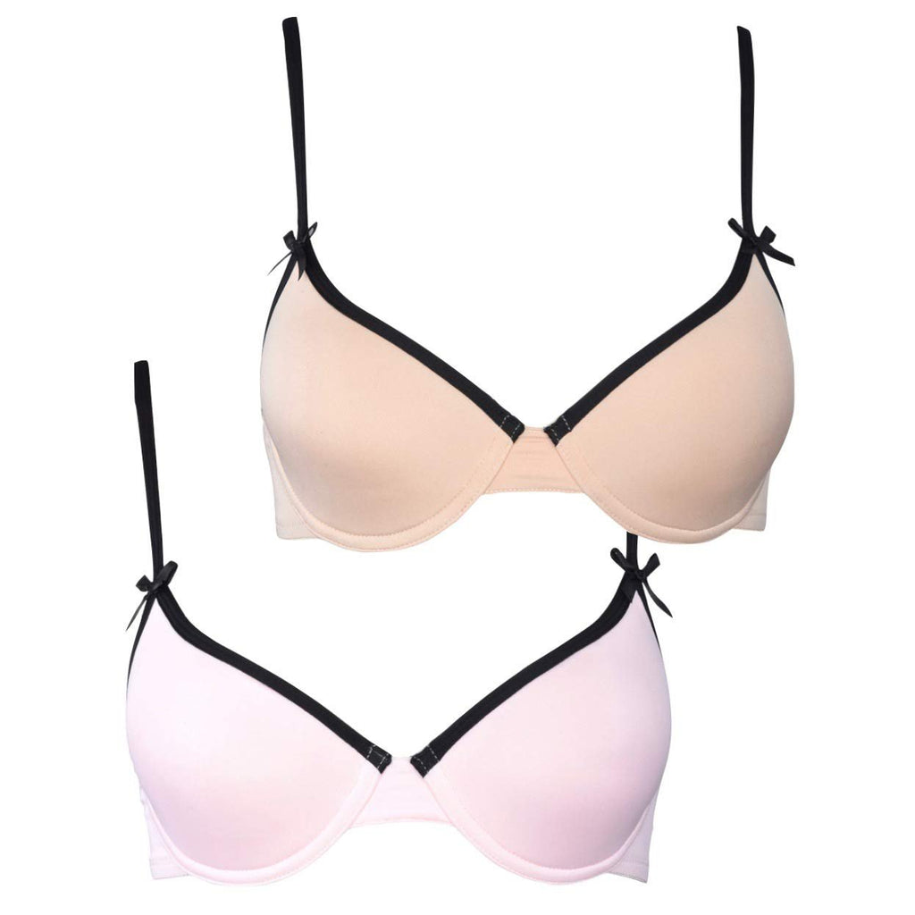 essie Women's T-Shirt Bras Full Coverage Lace 2-Pack Nylon/Spandex Underwire Molded