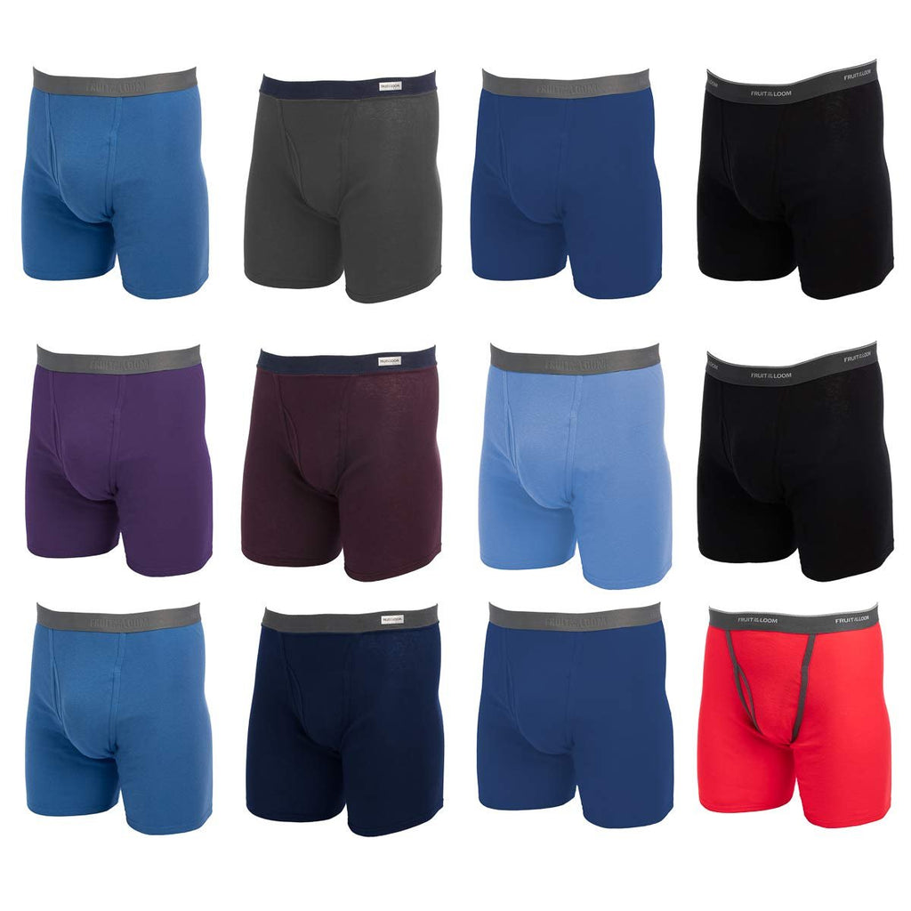 Fruit of the Loom 12-Pack Mens Boxer Briefs Underwear RANDOM COLORS