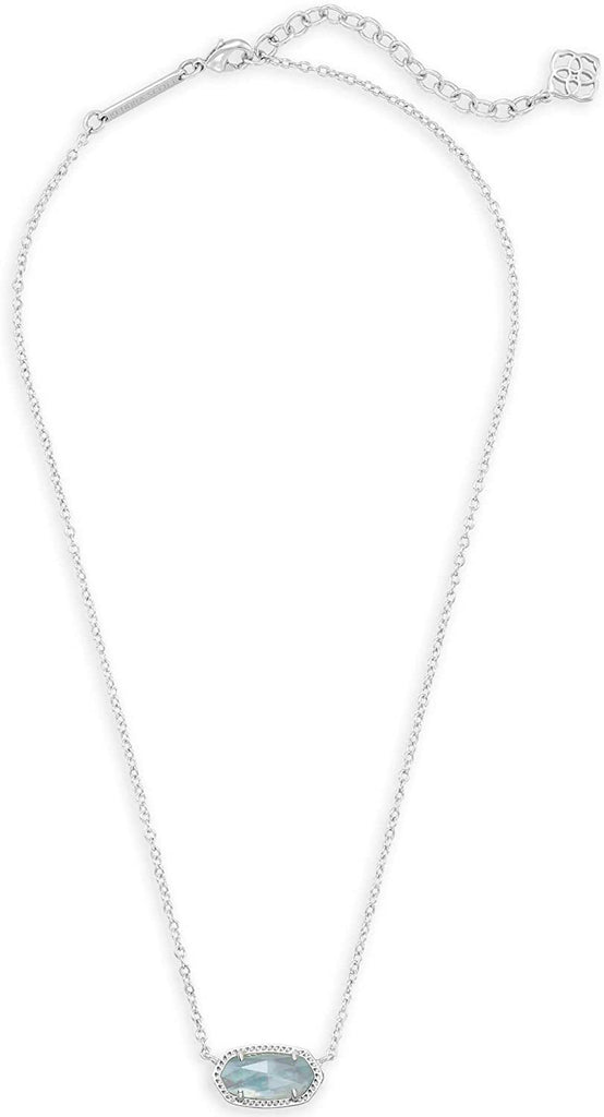 Kendra Scott Elisa Pendant Necklace for Women, Fashion Jewelry, Rhodium-Plated, Light Blue Illusion