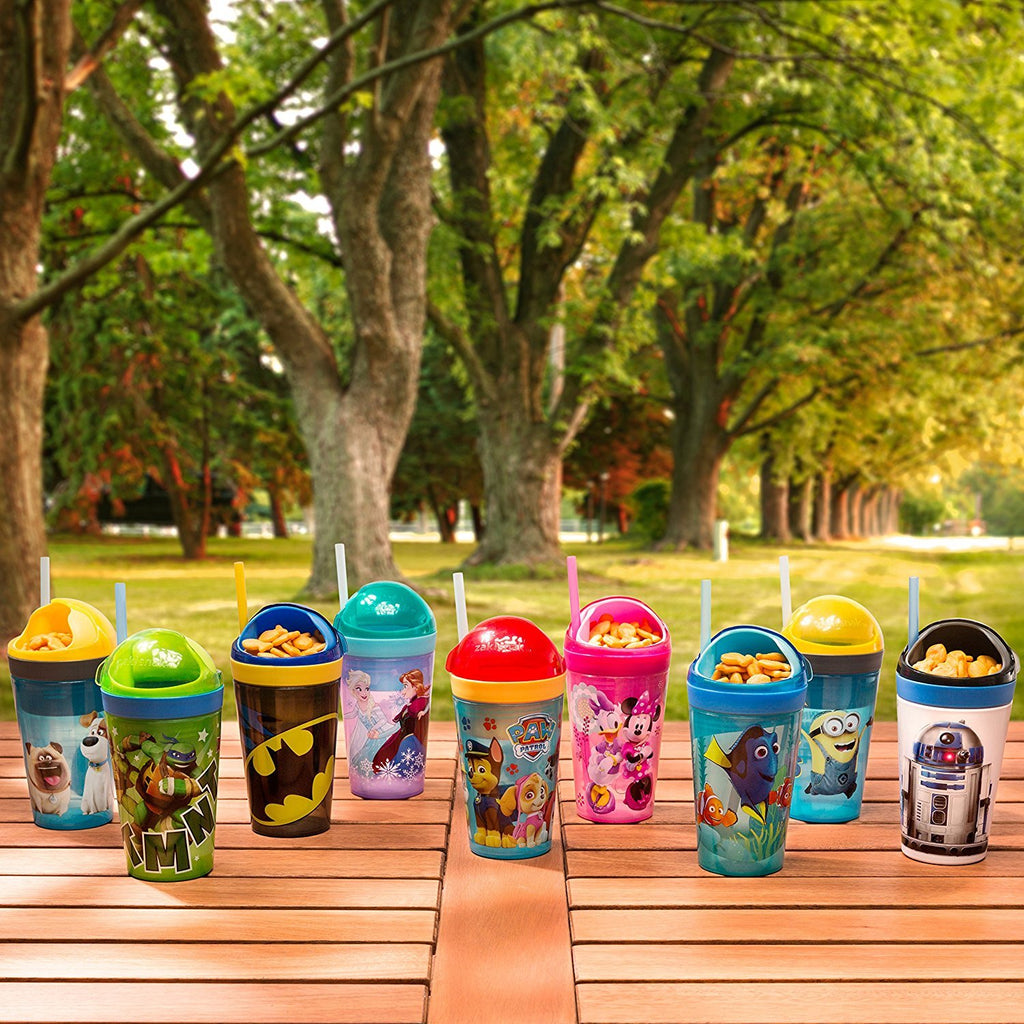 Zak! Designs Zak! Snak Snack & Drink Container Featuring Batman Comics, 4 oz. Snack and 10 oz. Drink in One Easy To Open Container, BPA-free and Break-resistant Plastic