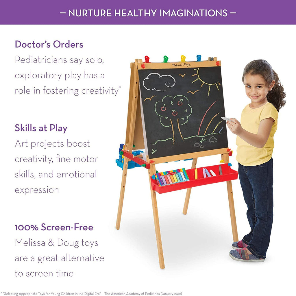 Melissa & Doug Deluxe Standing Art Easel - Dry-Erase Board, Chalkboard