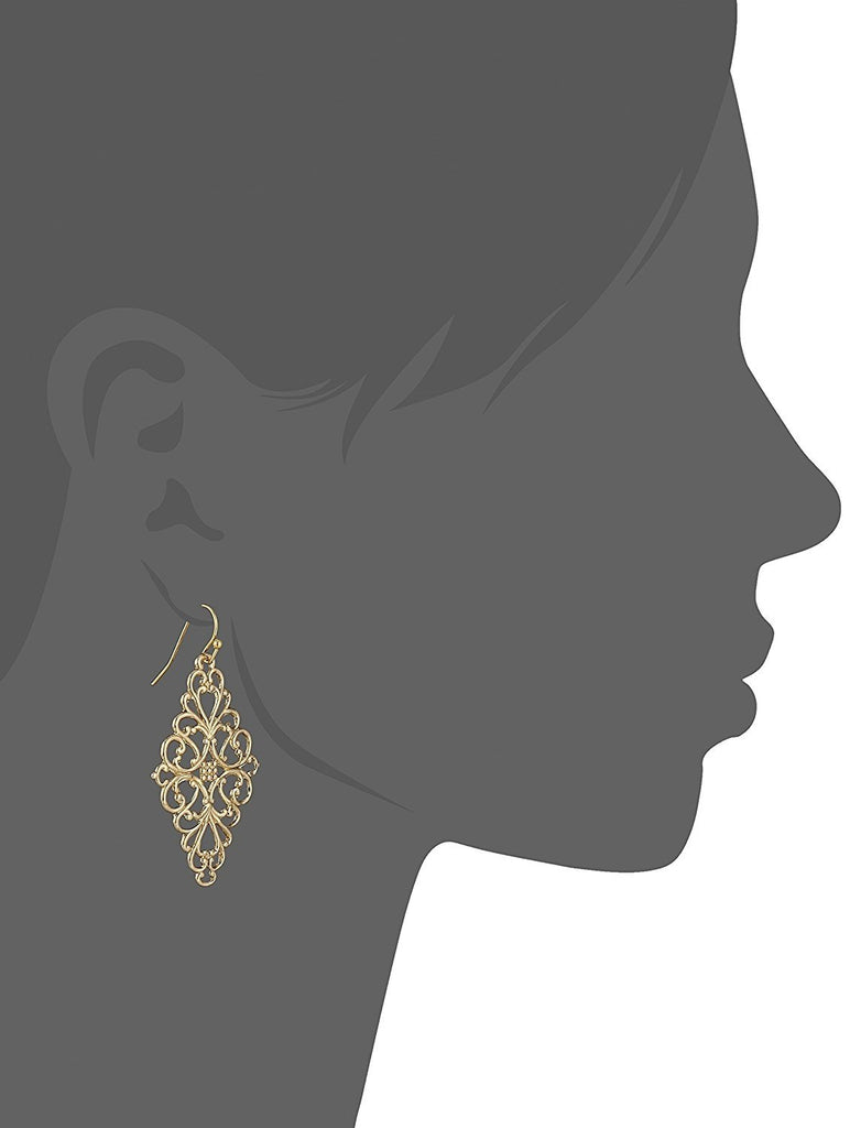 1928 Jewelry Filigree Diamond-Shape Drop Earrings