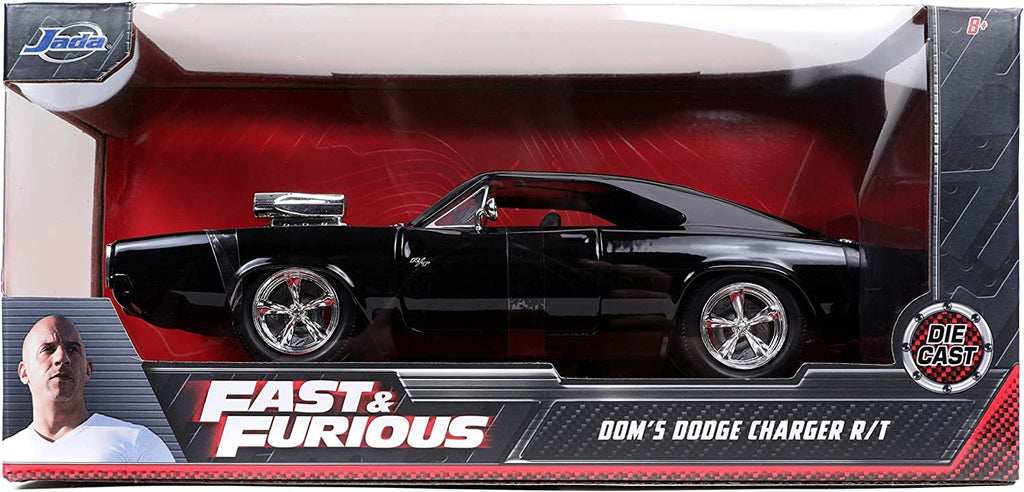 Jada Toys Fast & Furious 1:24 Dom's 1970 Dodge Charger R/T Die-cast Car Bare Metal, Toys for Kids and Adults , Black