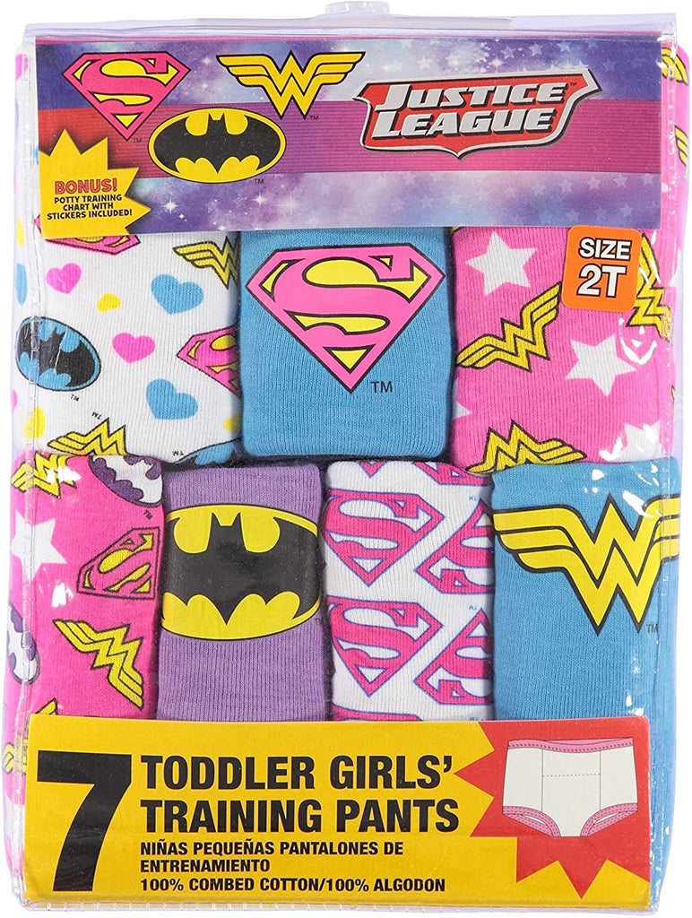 Justice League Toddler girl 3-Pack or 7-Pack Potty Training Pants, 18M, 2T, 3T, 4T
