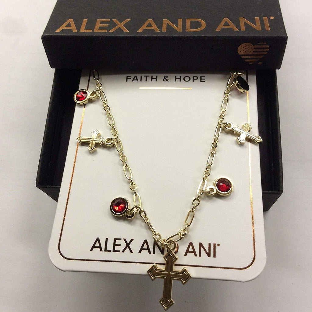 Alex and Ani Cross & Crystal 18" Delicate Necklace Shiny Gold One Size