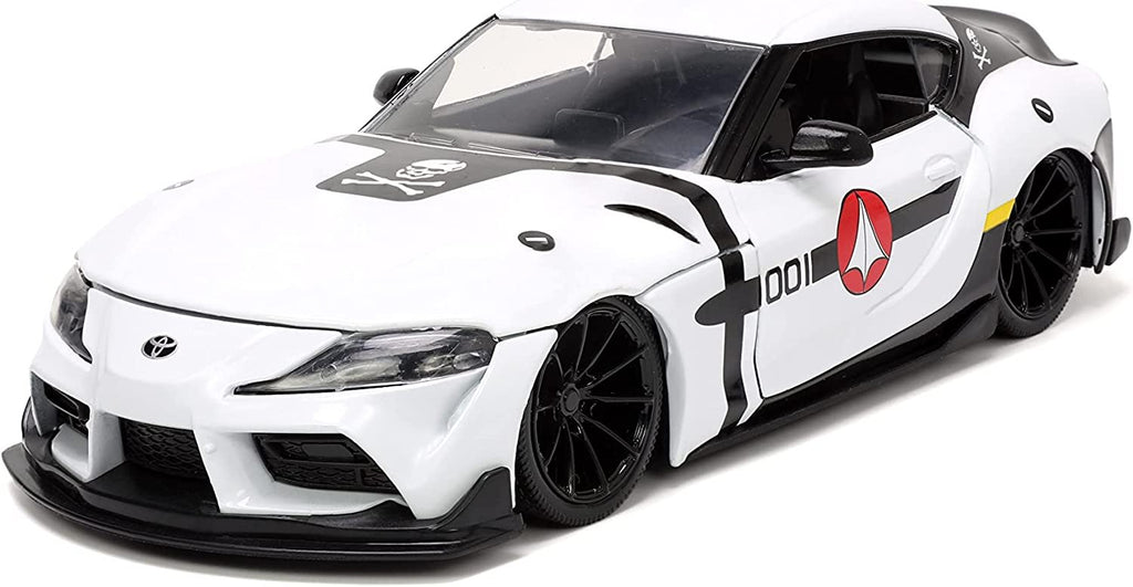 Robotech 1:24 2020 Toyota Supra Die-cast Car & 2.75" Roy Focker Figure, Toys for Kids and Adults