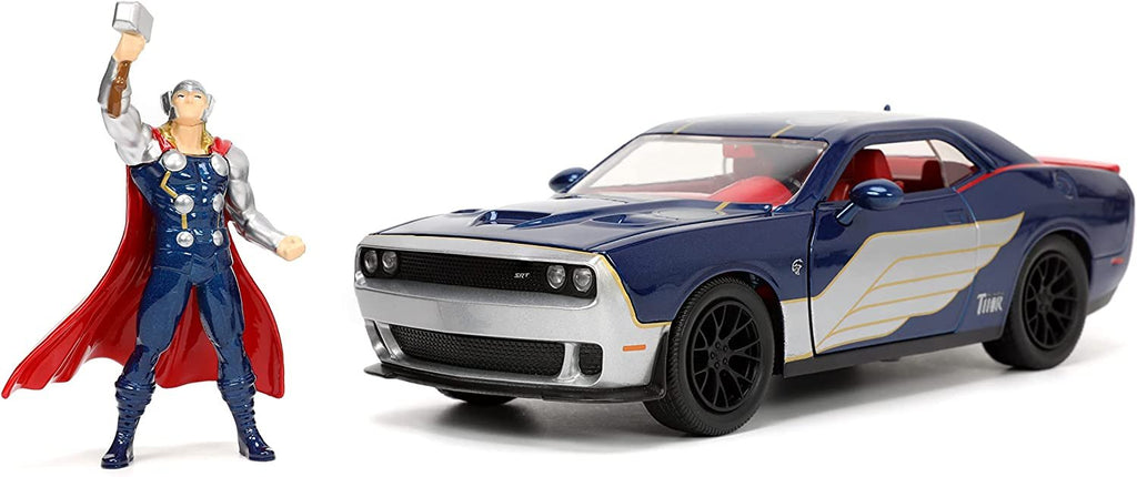 Marvel 2015 Dodge Challenger SRT Hellcat Die-cast Car w/ 2.75" Thor Figure, Toys for Kids and Adults