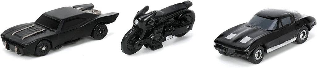 Jada Toys The Batman 1.65" Scale Nano Hollywood Rides: Batmobile, Batcycle, Chevy Corvette Die-Cast Vehicles (32043)