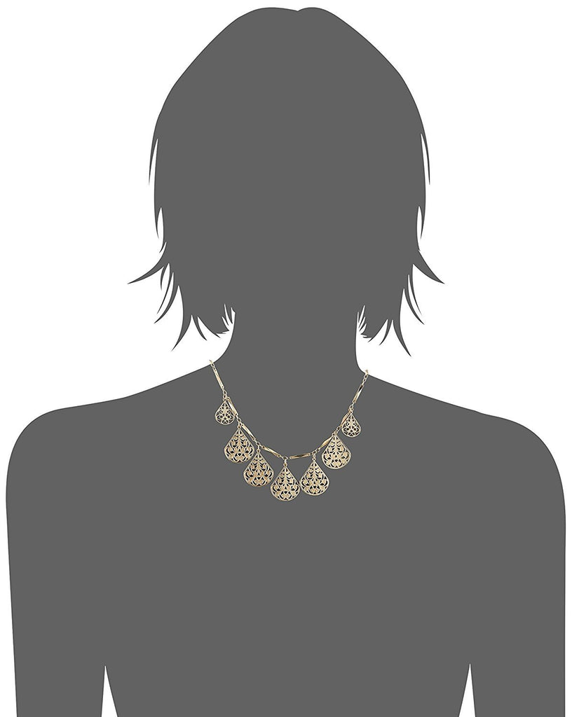 1928 Jewelry Vine Filigree Teardrop Collar Necklace, 16" + 3" extender