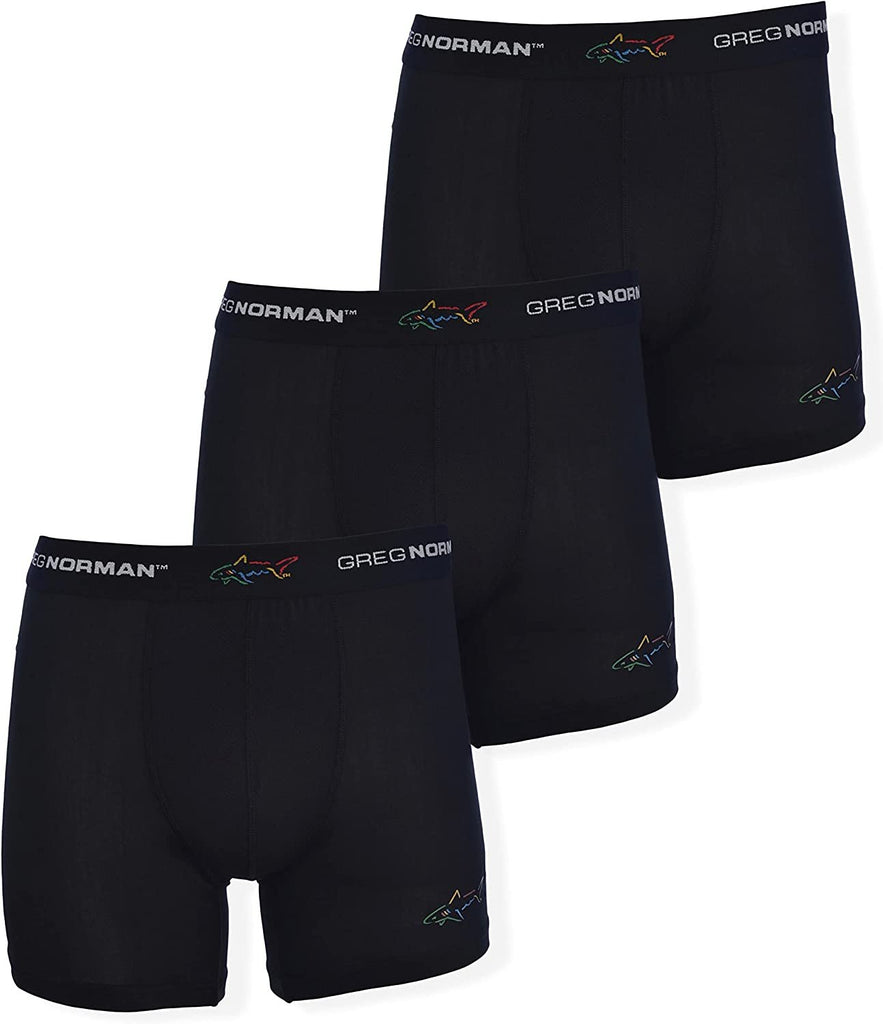 Greg Norman Mens Boxer Briefs - Performance 3-Pack Tagless Spandex Golf Legend