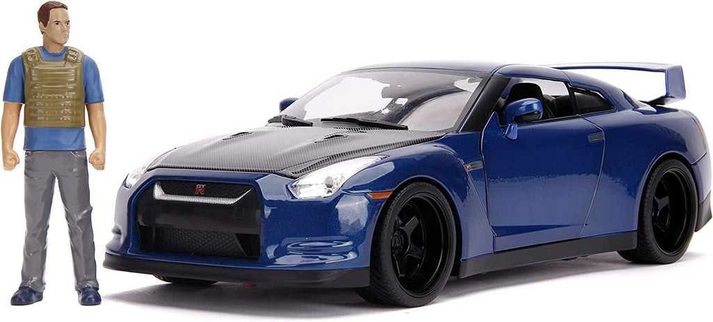Fast & Furious 1:18 Nissan GT-R R35 & 3" Brian Figure, Toys for Kids and Adults
