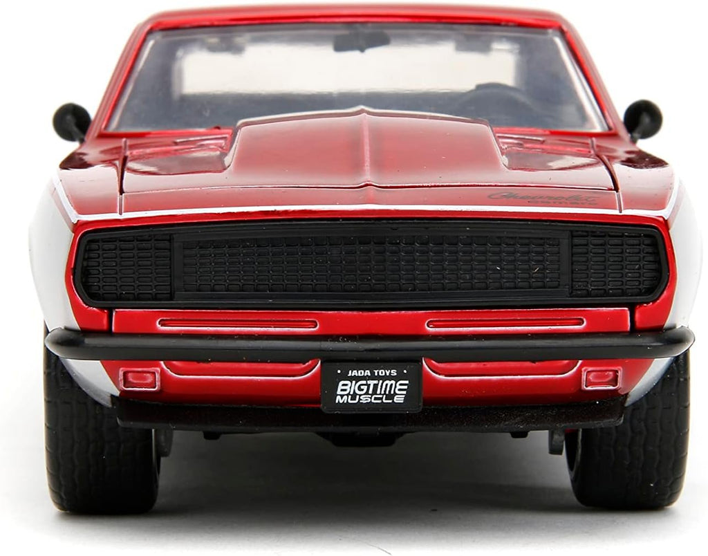 Big Time Muscle 1:24 1967 Chevy Camaro Die-Cast Car, Toys for Kids and Adults(Silver/Red)