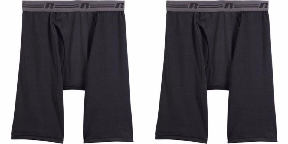 Russell Mens Sport Perfromance 4-pack Long Leg Boxer Briefs In Famous Brand Packs