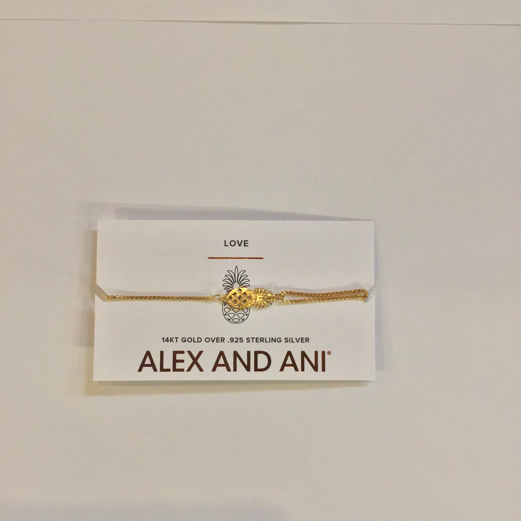 Alex and Ani Womens Pineapple Pull Chain Bracelet
