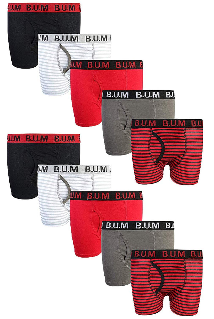 B.U.M. Equipment Boys 10 Pack Solid Boxer Briefs Underwear