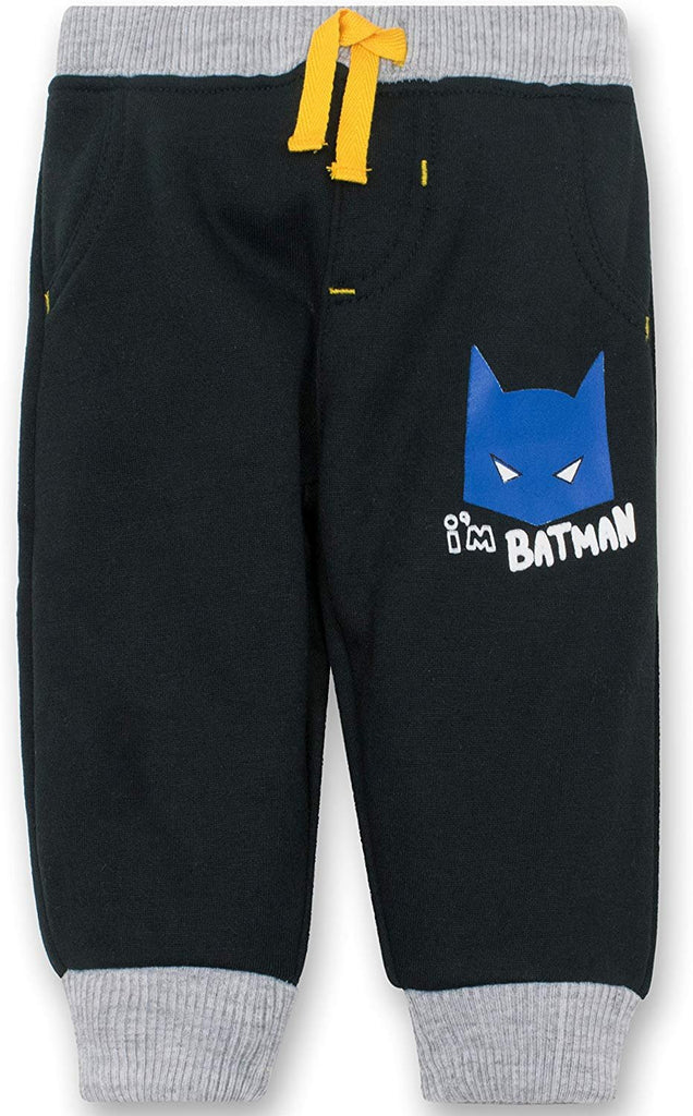 Warner Bros. Batman Baby Boys' 2 Pack Fleece Drawstring Jogger Pants, Black and Grey