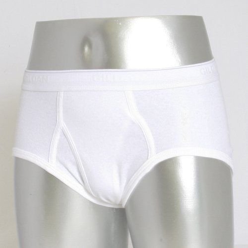 Gildan Men's White Briefs Underwear 10-PACK Waist Sizes 36, 38 100% Cotton