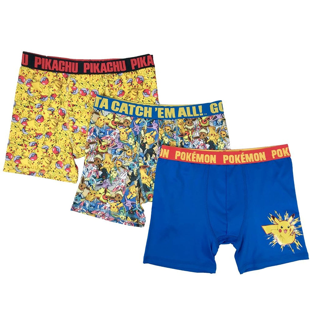 Pokémon Boys' 3-Pack Pokemon Athletic Boxer Brief Underwear