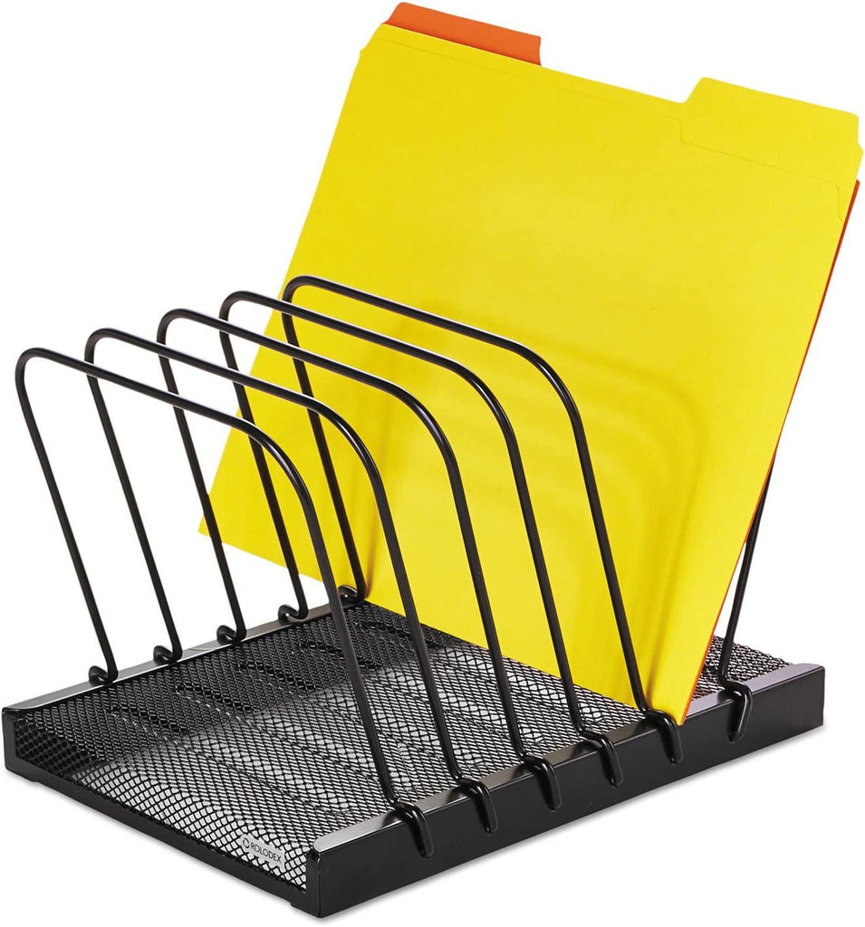 Rolodex 1742323 Mesh Flip File Folder Sorter Five Sections Black 10 1/4 x 7 1/2 x 7 1/2