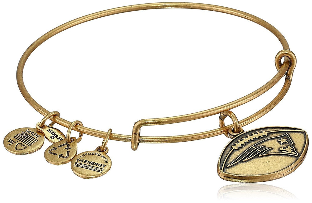 Alex and Ani "NFL" New England Patriots Football Expandable Wire Bangle Bracelet, 7.5"