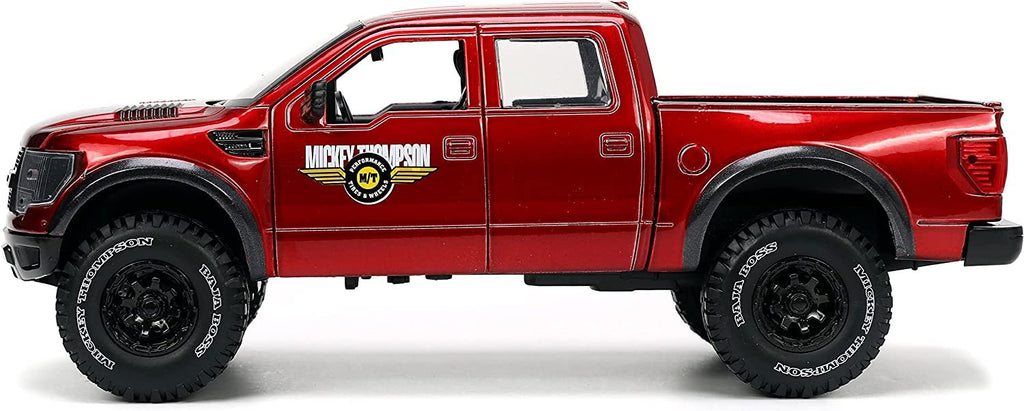 Jada Toys Just Trucks 1:24 2011 Ford SVT Raptor Die-cast Car Red with Tire Rack, Toys for Kids and Adults