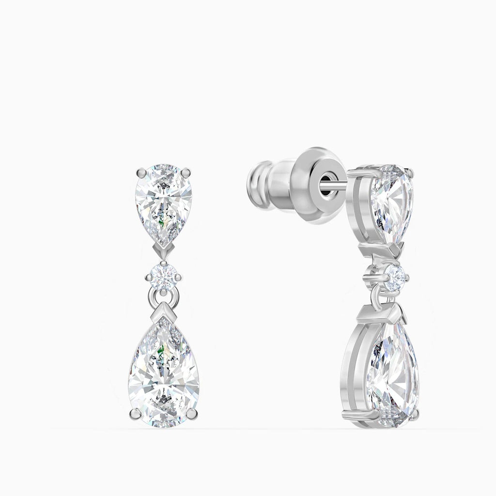 Swarovski Tennis Deluxe Necklace and Earrings V MIXED SET WHITE, RHODIUM PLATED