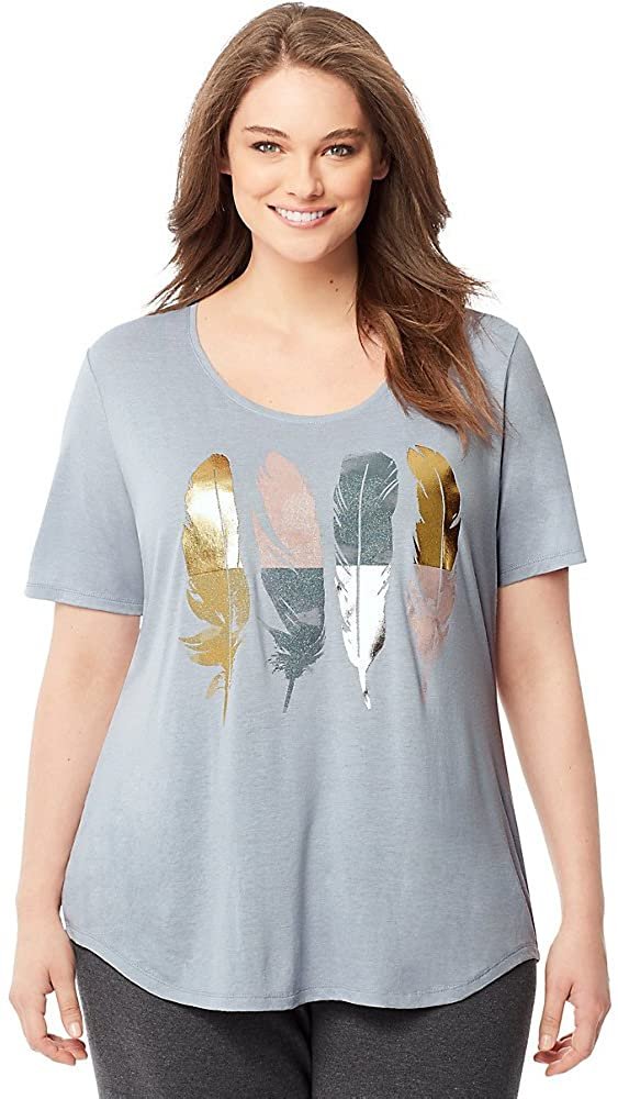 Just My Size Womens Plus-Size Short-Sleeve Scoop-Neck Graphic T-Shirt, J350 Silverstone Heather XXX-Large