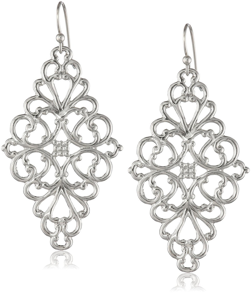 1928 Jewelry Filigree Diamond-Shape Drop Earrings