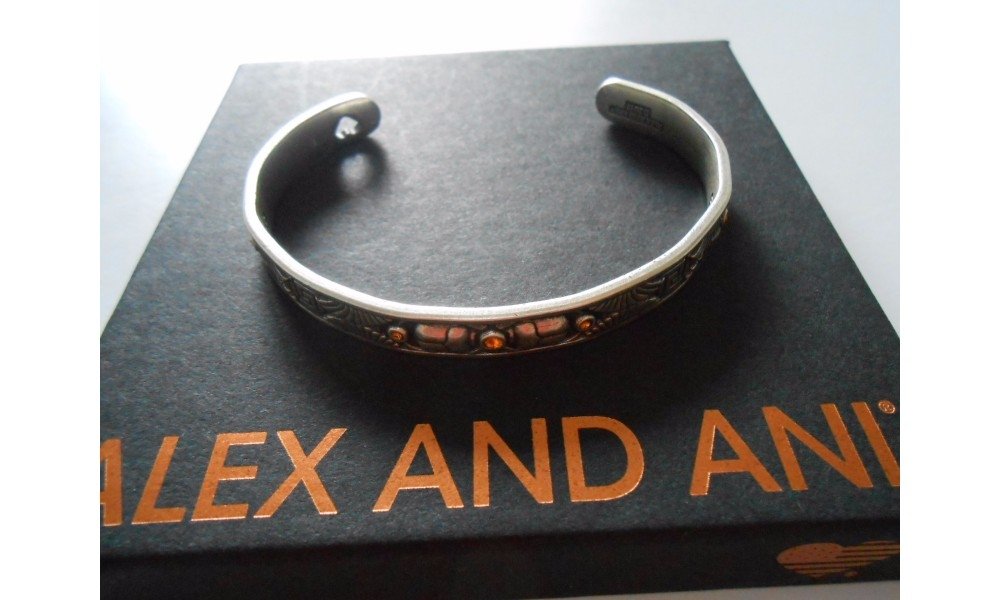 Alex and Ani Scarab Cuff Bangle Bracelet, Rafaelian Silver, Expandable
