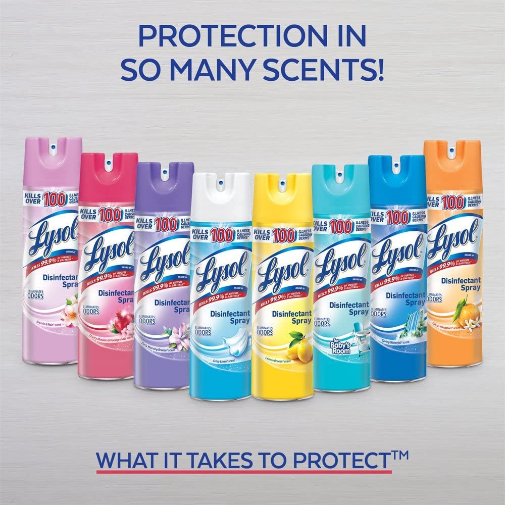Lysol Disinfectant Spray, Crisp Linen, 19 Ounce (Pack of 8)