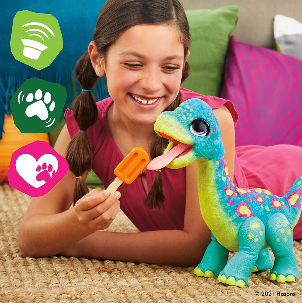 FurReal Snackin’ Sam The Bronto Interactive Animatronic Plush Toy, 40+ Sounds and Reactions, Ages 4 and up