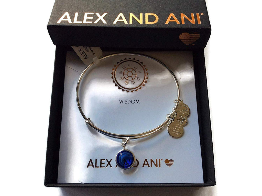 Alex and Ani September Color Code Sapphire Bangle Bracelet Shiny Silver NWTBC