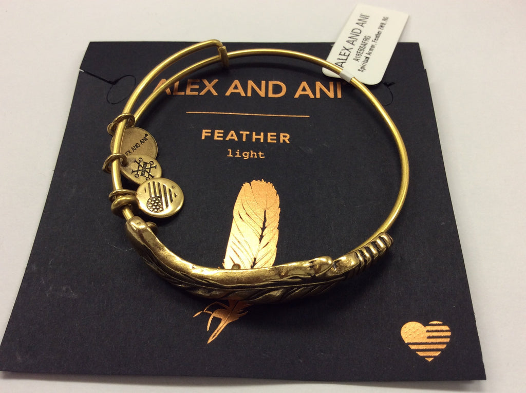 Alex and Ani Womens Spiritual Armor Feather Motif Bangle